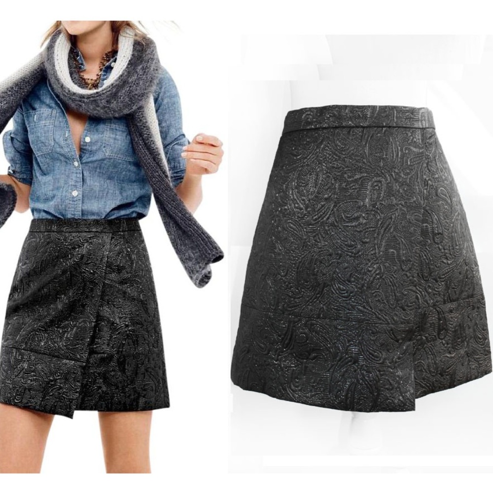 J. Crew Origami Mini Skirt in Metallic Matelasse - Picture 1 of 8